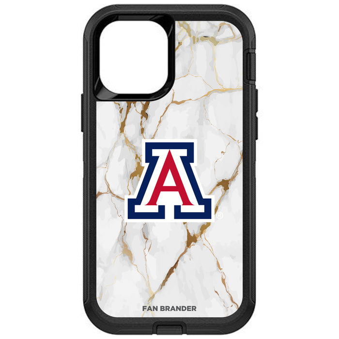 OtterBox Black Phone case with Arizona Wildcats Tide White Marble Background