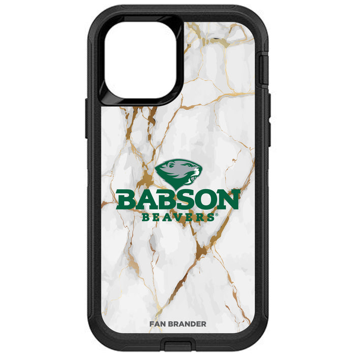 OtterBox Black Phone case with Babson University White Marble Background