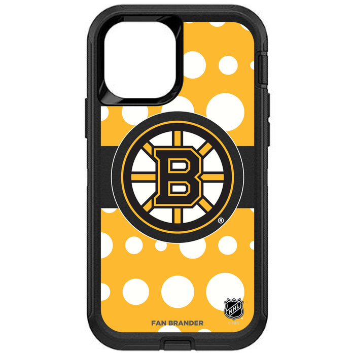 OtterBox Black Phone case with Boston Bruins Polka Dots design