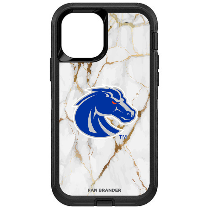 OtterBox Black Phone case with Boise State Broncos Tide White Marble Background