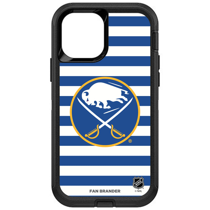OtterBox Black Phone case with Buffalo Sabres Primary Logo and Striped Design