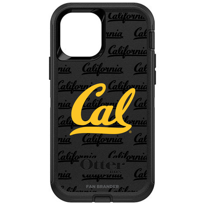 OtterBox Black Phone case with California Bears Primary Logo on Repeating Wordmark Background