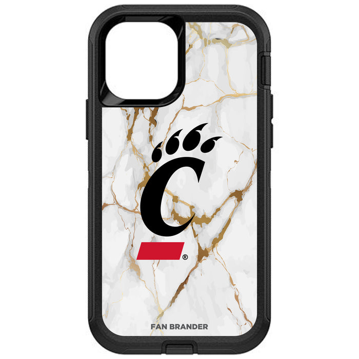 OtterBox Black Phone case with Cincinnati Bearcats White Marble Background