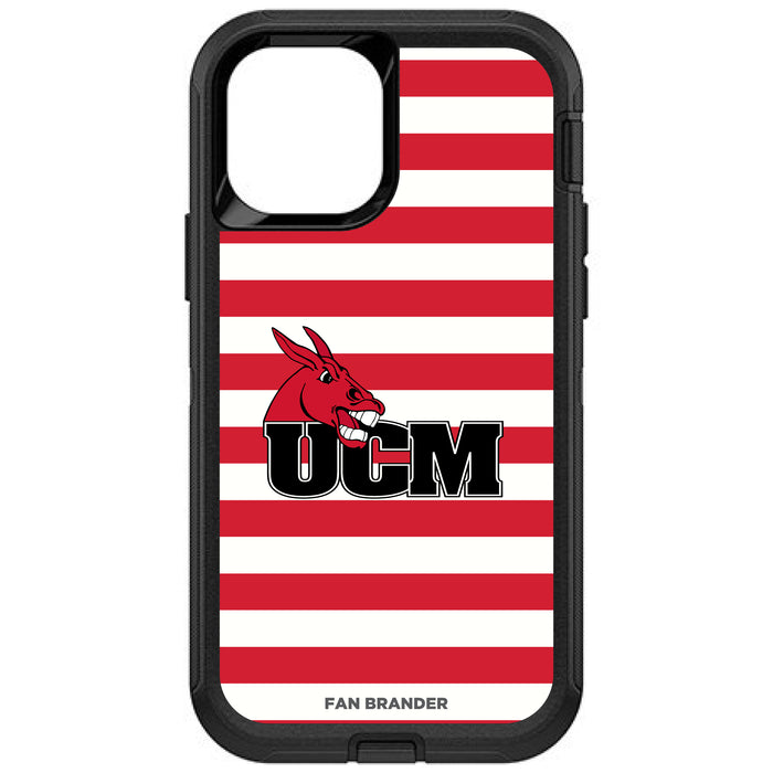 OtterBox Black Phone case with Central Missouri Mules Tide Primary Logo and Striped Design