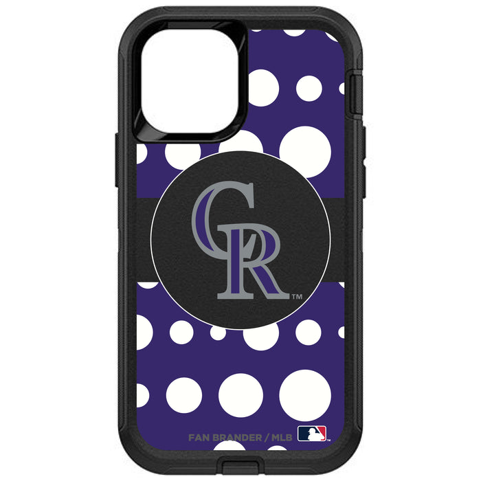 OtterBox Black Phone case with Colorado Rockies Primary Logo and Polka Dots Design