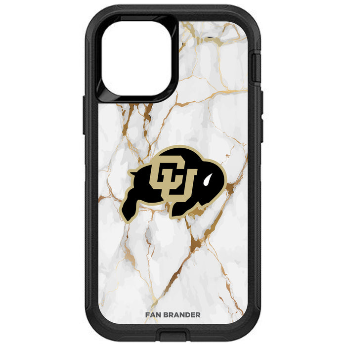 OtterBox Black Phone case with Colorado Buffaloes White Marble Background