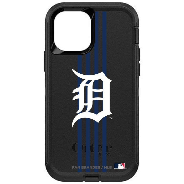 OtterBox Black Phone case with Detroit Tigers Primary Logo and Vertical Stripe