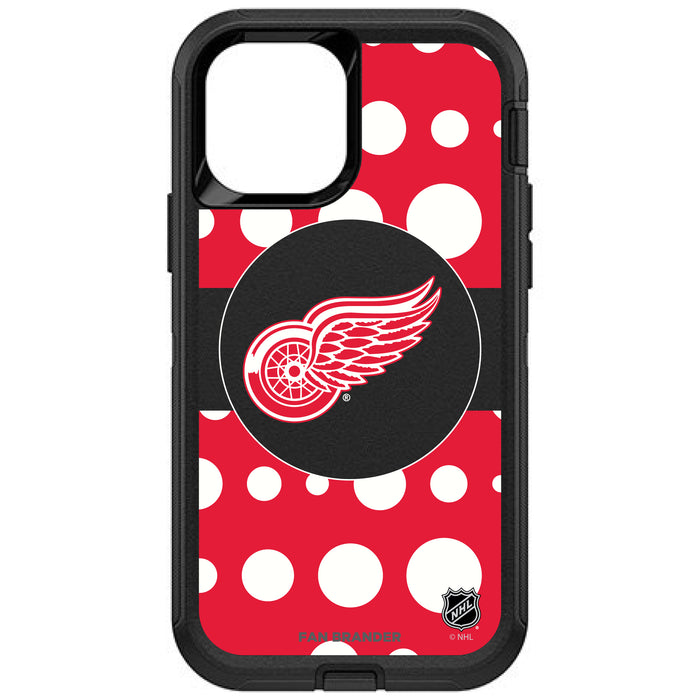 OtterBox Black Phone case with Detroit Red Wings Polka Dots design