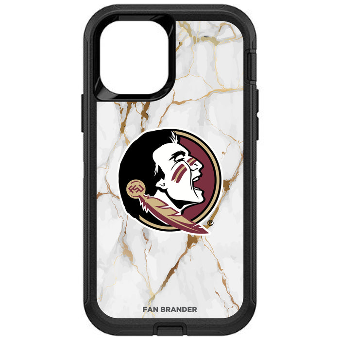 OtterBox Black Phone case with Florida State Seminoles White Marble Background