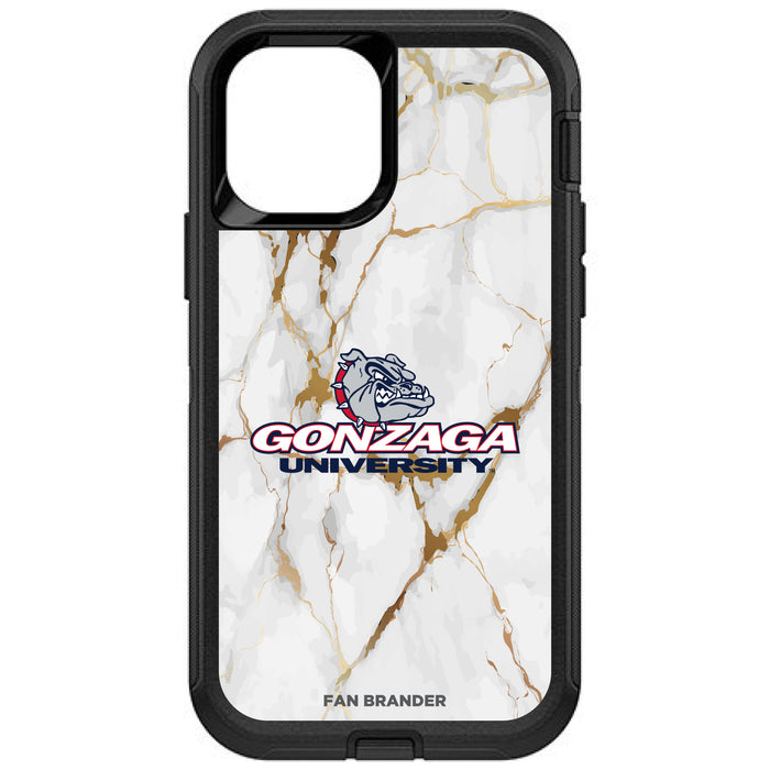 OtterBox Black Phone case with Gonzaga Bulldogs Tide White Marble Background