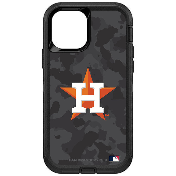 OtterBox Black Phone case with Houston Astros Primary Logo Urban Camo background