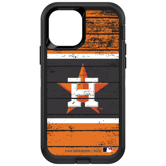 OtterBox Black Phone case with Houston Astros Primary Logo on Wood Design