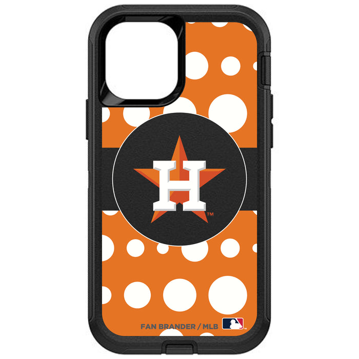 OtterBox Black Phone case with Houston Astros Primary Logo and Polka Dots Design