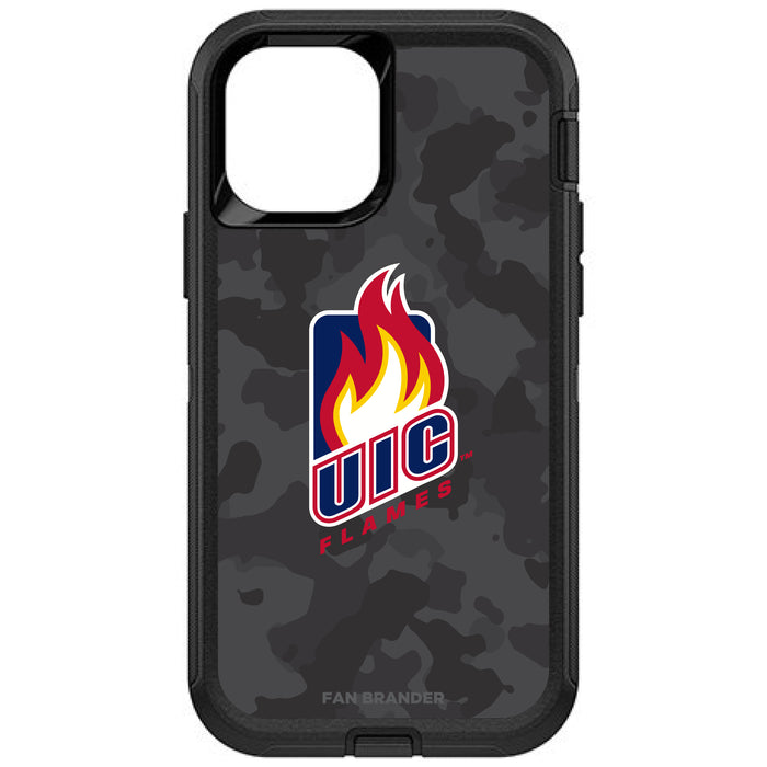 OtterBox Black Phone case with Illinois @ Chicago Flames Urban Camo Background