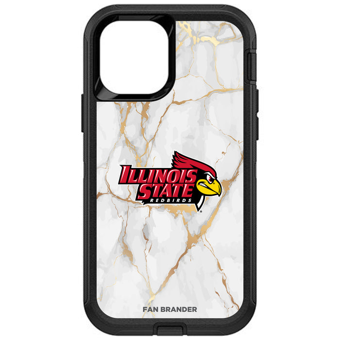 OtterBox Black Phone case with Illinois State Redbirds White Marble Background