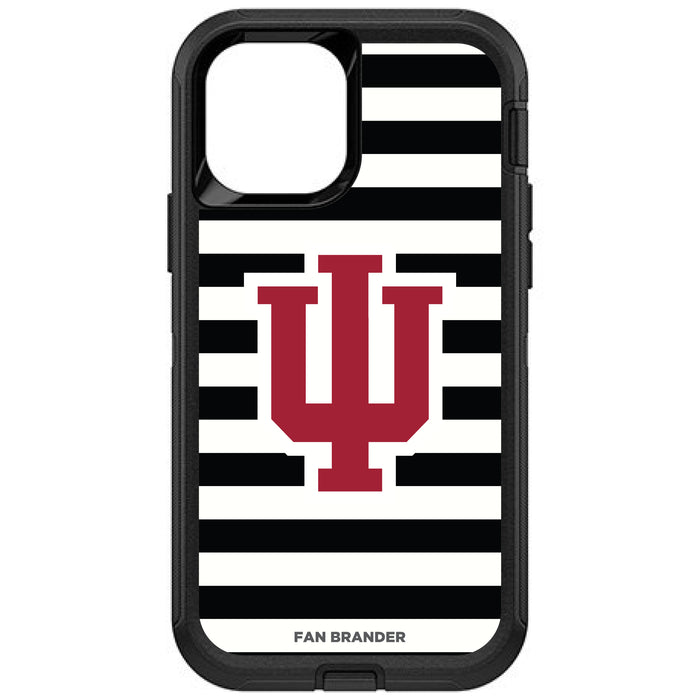 OtterBox Black Phone case with Indiana Hoosiers Tide Primary Logo and Striped Design