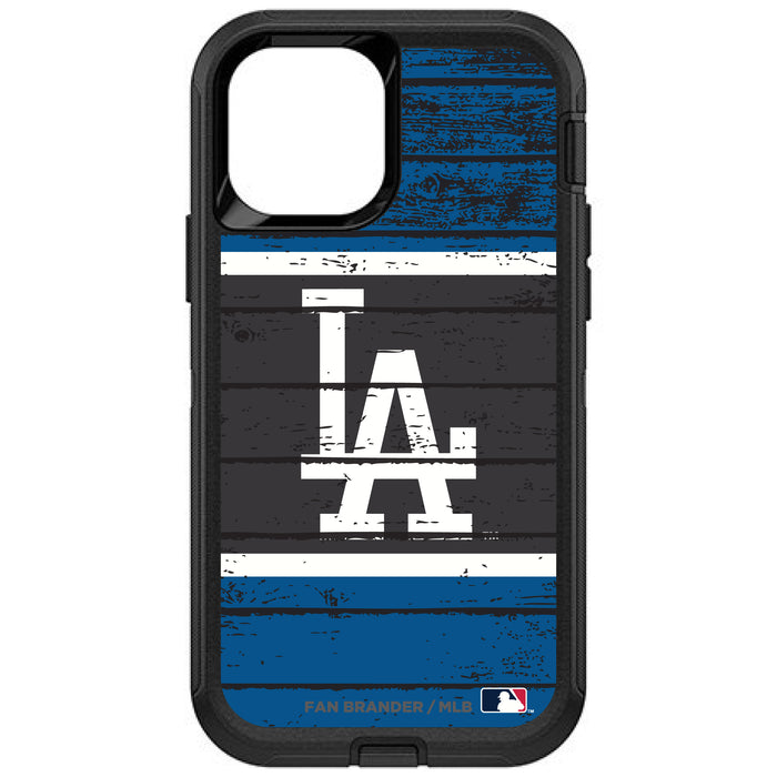 OtterBox Black Phone case with Los Angeles Dodgers Primary Logo on Wood Design