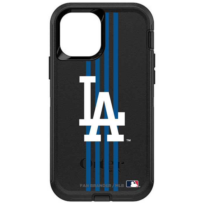 OtterBox Black Phone case with Los Angeles Dodgers Primary Logo and Vertical Stripe