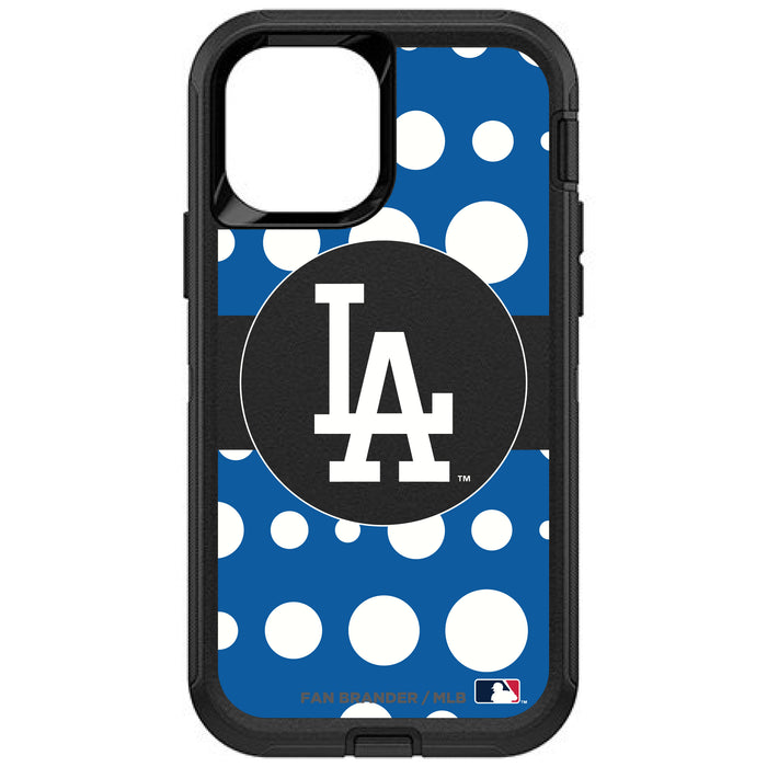 OtterBox Black Phone case with Los Angeles Dodgers Primary Logo and Polka Dots Design