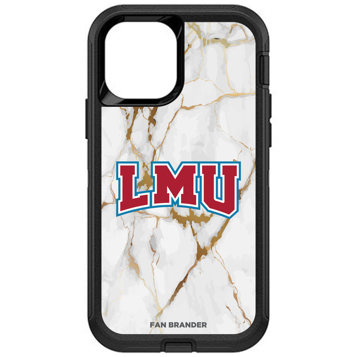 OtterBox Black Phone case with Loyola Marymount University Lions Tide White Marble Background