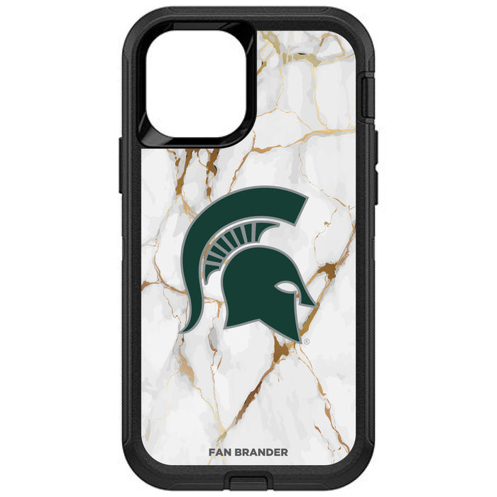 OtterBox Black Phone case with Michigan State Spartans Tide White Marble Background