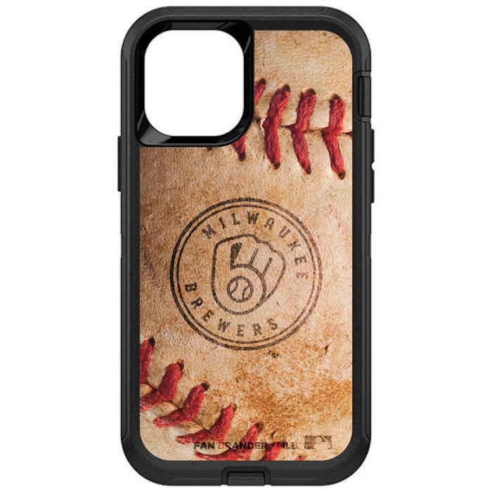 OtterBox Black Phone case with Milwaukee Brewers Primary Logo and Baseball Design