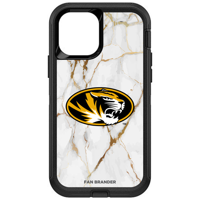 OtterBox Black Phone case with Missouri Tigers Tide White Marble Background