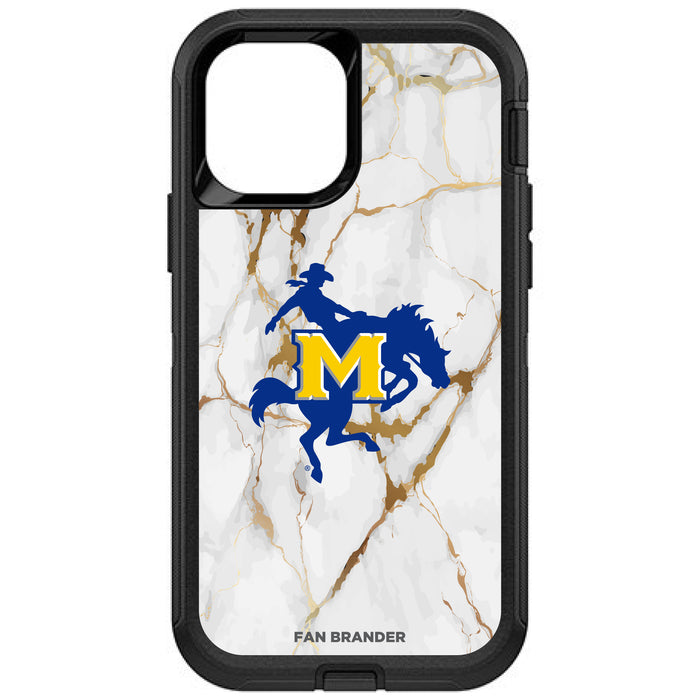 OtterBox Black Phone case with McNeese State Cowboys Tide White Marble Background