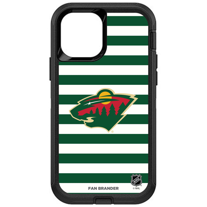 OtterBox Black Phone case with Minnesota Wild Primary Logo and Striped Design