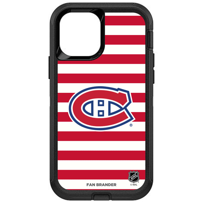 OtterBox Black Phone case with Montreal Canadiens Primary Logo and Striped Design