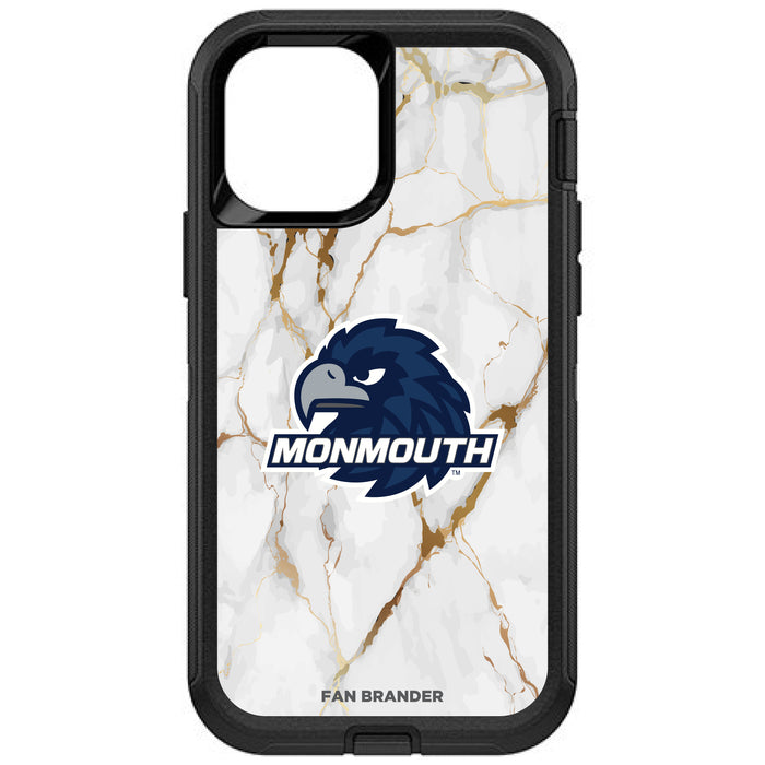 OtterBox Black Phone case with Monmouth Hawks Tide White Marble Background