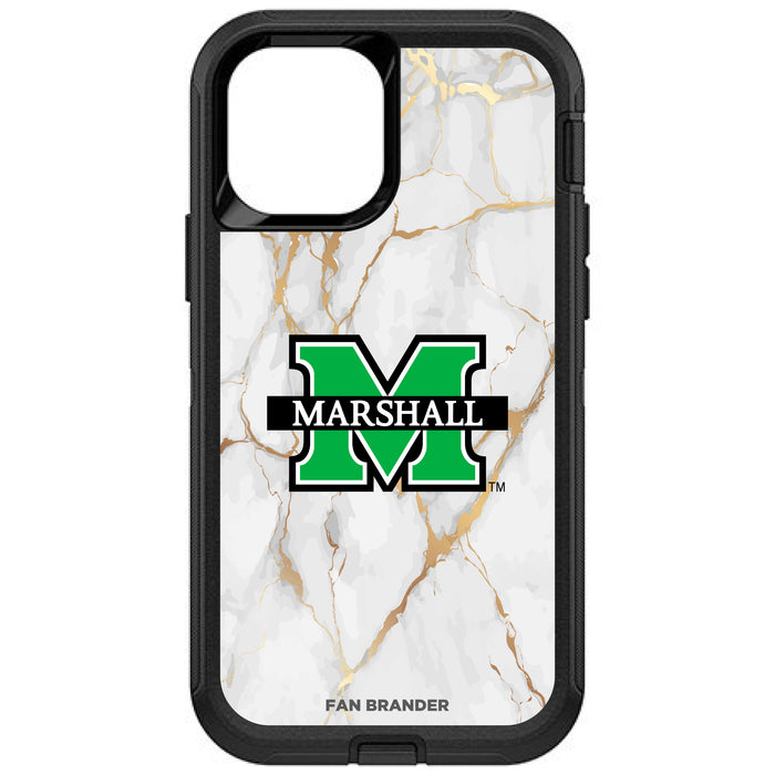 OtterBox Black Phone case with Marshall Thundering Herd White Marble Background