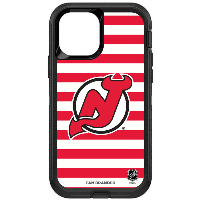 OtterBox Black Phone case with New Jersey Devils Primary Logo and Striped Design