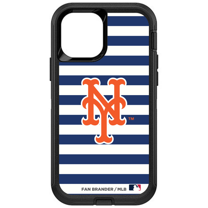 OtterBox Black Phone case with New York Mets Primary Logo and Striped Design