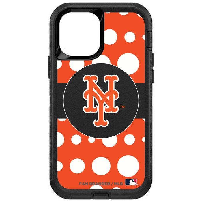 OtterBox Black Phone case with New York Mets Primary Logo and Polka Dots Design