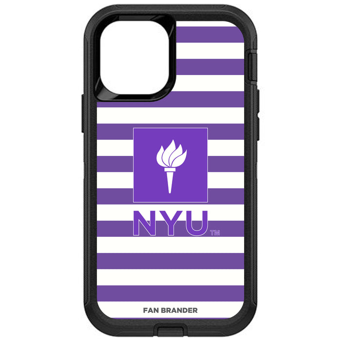 OtterBox Black Phone case with NYU Tide Primary Logo and Striped Design