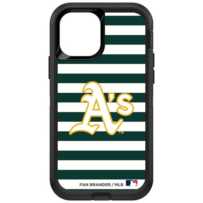 OtterBox Black Phone case with Oakland Athletics Primary Logo and Striped Design