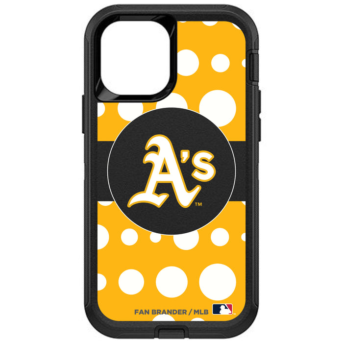 OtterBox Black Phone case with Oakland Athletics Primary Logo and Polka Dots Design