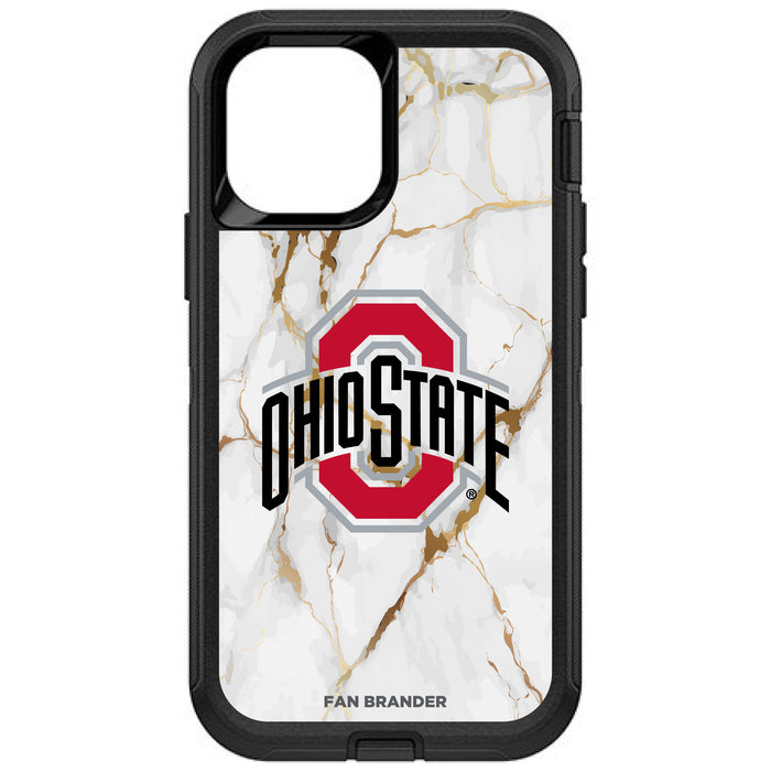 OtterBox Black Phone case with Ohio State Buckeyes Tide White Marble Background