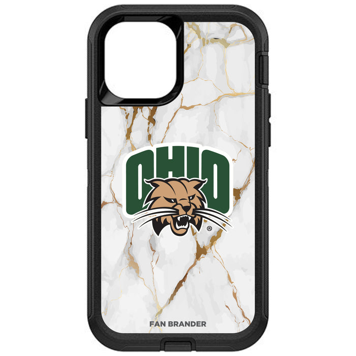 OtterBox Black Phone case with Ohio University Bobcats Tide White Marble Background