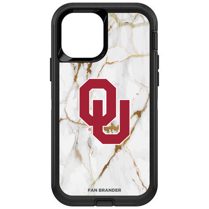OtterBox Black Phone case with Oklahoma Sooners Tide White Marble Background