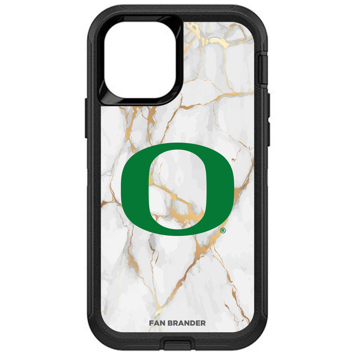 OtterBox Black Phone case with Oregon Ducks White Marble Background