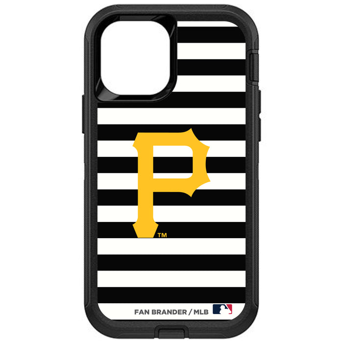 OtterBox Black Phone case with Pittsburgh Pirates Primary Logo and Striped Design