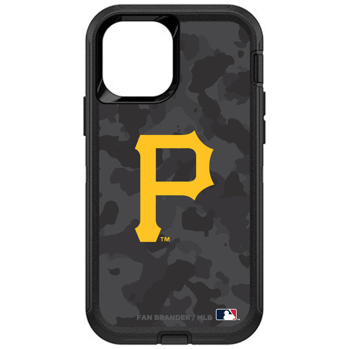 OtterBox Black Phone case with Pittsburgh Pirates Primary Logo Urban Camo background