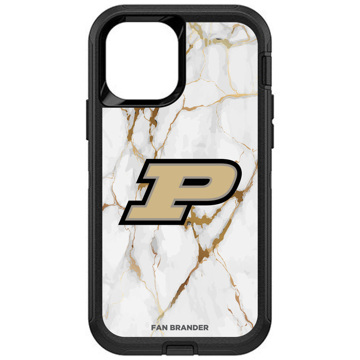 OtterBox Black Phone case with Purdue Boilermakers Tide White Marble Background