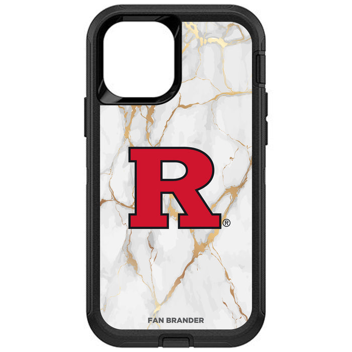 OtterBox Black Phone case with Rutgers Scarlet Knights White Marble Background