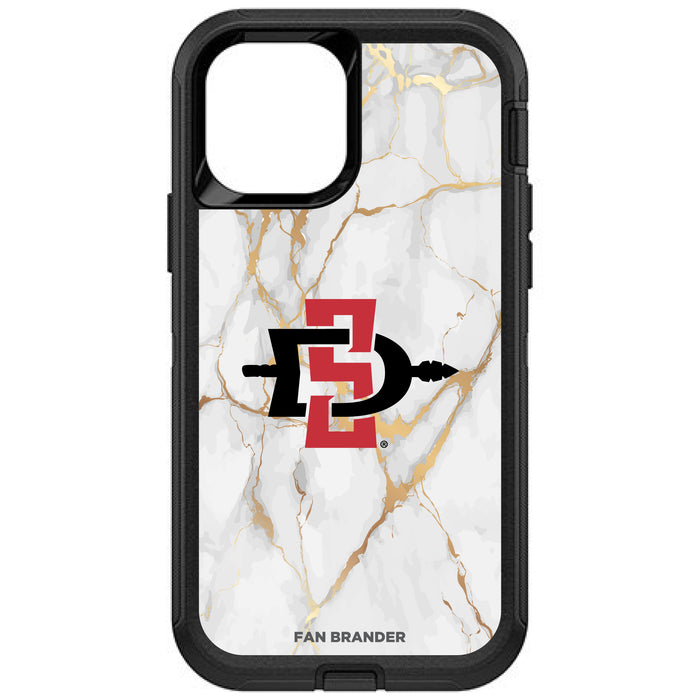 OtterBox Black Phone case with San Diego State Aztecs White Marble Background