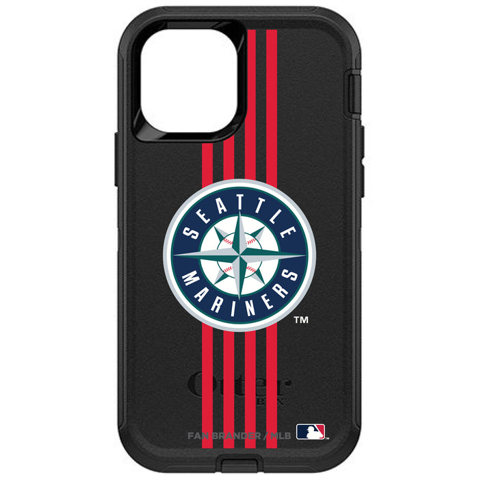 OtterBox Black Phone case with Seattle Mariners Primary Logo and Vertical Stripe