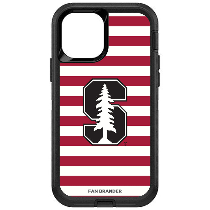 OtterBox Black Phone case with Stanford Cardinal Tide Primary Logo and Striped Design