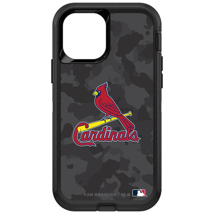 OtterBox Black Phone case with St. Louis Cardinals Primary Logo Urban Camo background